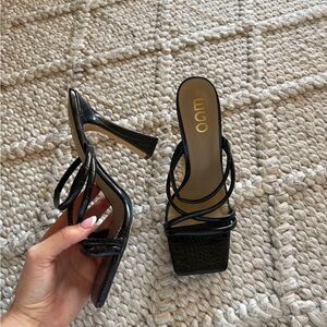 EGO Glossy Black Croc Heels